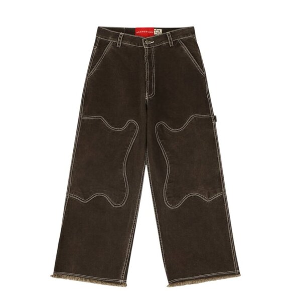 New Barnstorm Doubleknee Chocolate Carpenter Jeans 28 Unisex Baggy Wide Leg 90s - Picture 1 of 15